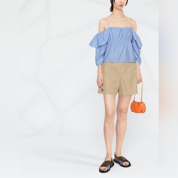 Vince NWT Cold Shoulder Ruffle Sleeve Blouse - Picture 6 of 11